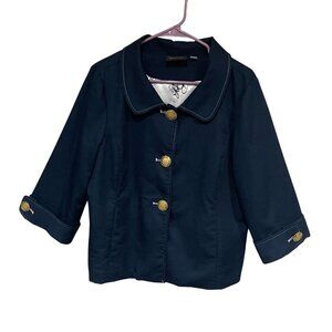 Bob Mackie Wearable Art Navy Blue blazer jacket 3/4 sleeve Size Medium career